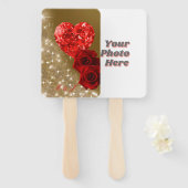 Gepersonaliseerd rood diamant Roos set ventilatore Handwaaier (Voorkant en achterkant)