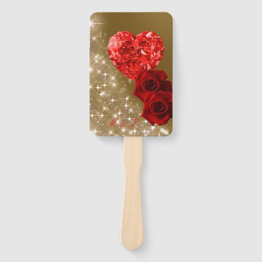 Gepersonaliseerd rood diamant Roos set ventilatore Handwaaier (Voorkant)
