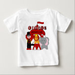 Gepersonaliseerd Rood en Wit Circus Verjaardag T-s<br><div class="desc">Voeg de naam en leeftijd van uw kind toe aan onze aanpasbare rode en witte Circus Verjaardag T-shirts en bodysuits voordat u bestelt. Als hij van clowns, leeuwen, olifanten en het grote topcircus houdt, zal hij dol zijn op dit schattige en kleurrijke circusthema-t-shirt dat overeenkomt met onze verjaardagsuitnodigingen voor het...</div>