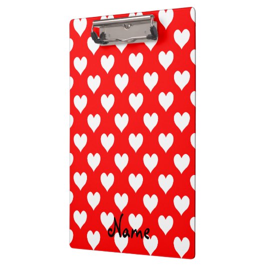 Gepersonaliseerd rood en wit hart patroon klembord (Links)