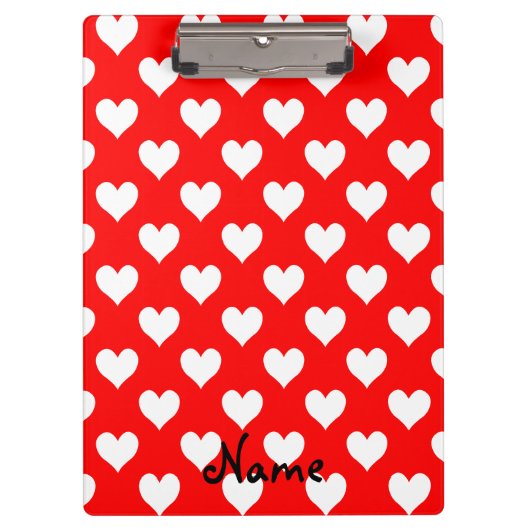Gepersonaliseerd rood en wit hart patroon klembord (Voorkant)