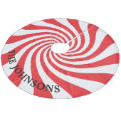 Gepersonaliseerd rood en wit kerst Snoep Fleece Kerstboom Rok (Gekanteld)