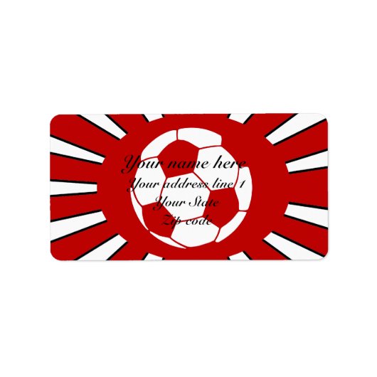 Gepersonaliseerd rood en wit voetbal ontwerp etiket (Voorkant)