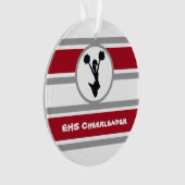Gepersonaliseerd rood en zilver Cheerleader Orname Ornament (voorkant)
