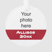 Gepersonaliseerd rood en zilver Cheerleader Orname Ornament (achterkant)