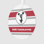 Gepersonaliseerd rood en zilver Cheerleader Orname Ornament (voorkant)