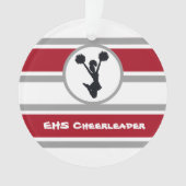 Gepersonaliseerd rood en zilver Cheerleader Orname Ornament (voorkant)
