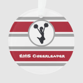 Gepersonaliseerd rood en zilver Cheerleader Orname Ornament