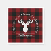 Gepersonaliseerd rood en zwart Buffalo geplakt pap Servet (Voorkant)