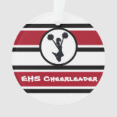 Gepersonaliseerd rood en zwart Cheerleader Ornamen Ornament (voorkant)