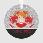 Gepersonaliseerd rood en zwart Cheerleading Orname Ornament (achterkant)