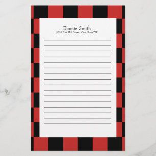 Gepersonaliseerd Rood en Zwart met Witte Gecontrol Briefpapier