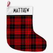 Gepersonaliseerd rood en zwart Wallace Pset Tartan Grote Kerstsok (Voorkant)