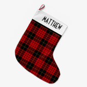 Gepersonaliseerd rood en zwart Wallace Pset Tartan Grote Kerstsok (Voorkant (Hangend))