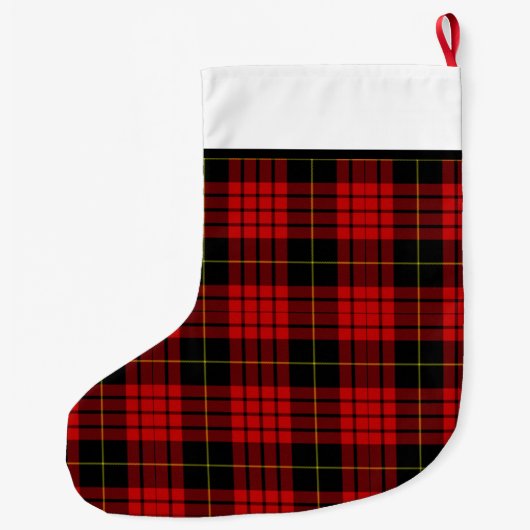 Gepersonaliseerd rood en zwart Wallace Pset Tartan Grote Kerstsok (Achterkant)