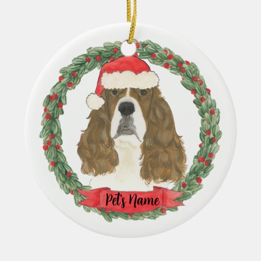 Gepersonaliseerd Rood Engels Springer Spaniel Keramisch Ornament (Voorkant)