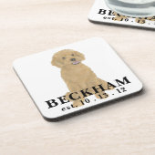 Gepersonaliseerd rood Golden Abrit Doodle Bier Onderzetter (Linkerzijde)