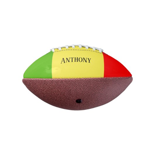 Gepersonaliseerd rood goud en groen american football (Gedraaid 270)