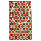 Gepersonaliseerd rood-groen-honingraatsnowflake pa klein cadeauzakje (Achterkant)