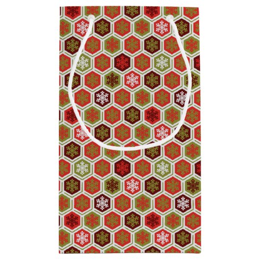 Gepersonaliseerd rood-groen-honingraatsnowflake pa klein cadeauzakje (Achterkant)