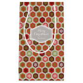 Gepersonaliseerd rood-groen-honingraatsnowflake pa klein cadeauzakje (Voorkant)