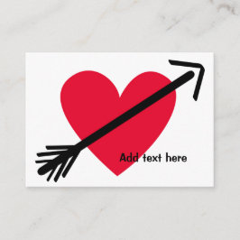 Gepersonaliseerd rood hart met pijl Valentijnsdag Notitiekaartje