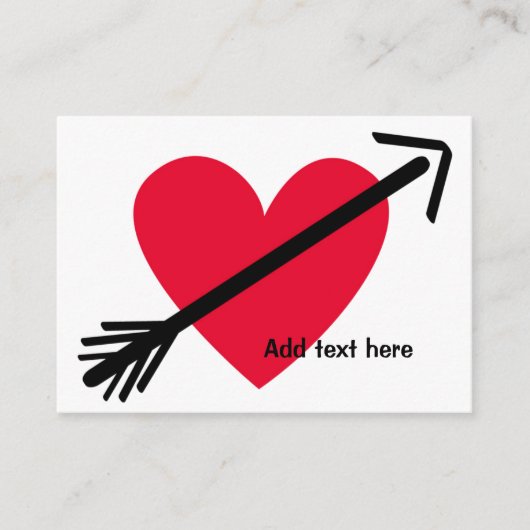 Gepersonaliseerd rood hart met pijl Valentijnsdag Notitiekaartje (Voorkant)