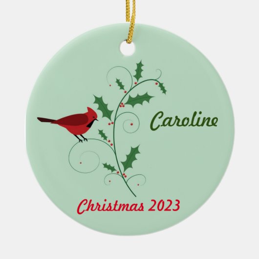 Gepersonaliseerd rood kardinaal kerst ornament (Voorkant)