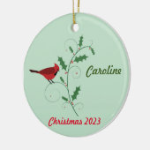 Gepersonaliseerd rood kardinaal kerst ornament (Links)