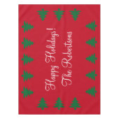 Gepersonaliseerd rood kerstboomtafelkleed tafelkleed (Voorkant)