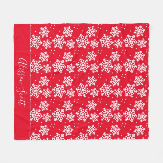 Gepersonaliseerd rood kerstpatroon fleece deken (Voorkant (Horizontaal))