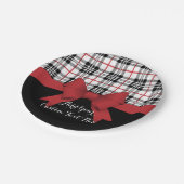 Gepersonaliseerd rood lint en Tartan Plaid Papieren Bordje (Gekanteld)