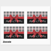 Gepersonaliseerd rood lint en Tartan Plaid Rechthoekige Sticker (Vel)