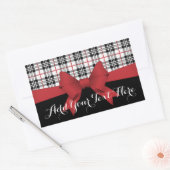 Gepersonaliseerd rood lint en Tartan Plaid Rechthoekige Sticker (Envelop)