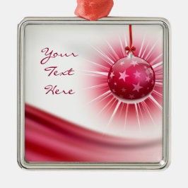 Gepersonaliseerd rood lint kerstbal Ornament