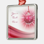 Gepersonaliseerd rood lint kerstbal Ornament (Links)