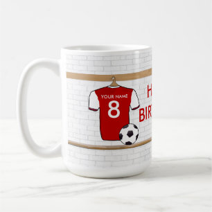 Gepersonaliseerd Rood met wit Football Soccer Jers Koffiemok