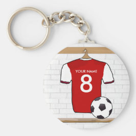 Gepersonaliseerd Rood met wit Football Soccer Jers Sleutelhanger