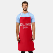 Gepersonaliseerd rood pron schort (Gedragen)