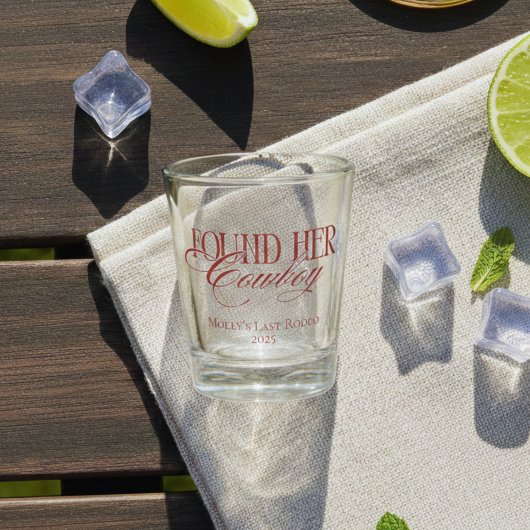 Gepersonaliseerd rood vond haar cowboy-vrijgezel shot glas