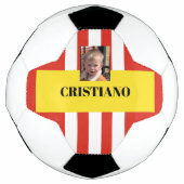 Gepersonaliseerd rood, wit en geel cadeau voetbal (Voorkant)