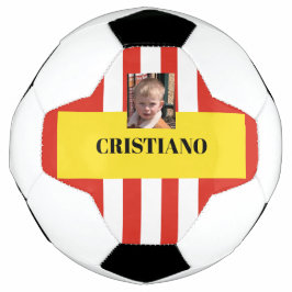Gepersonaliseerd rood, wit en geel cadeau voetbal