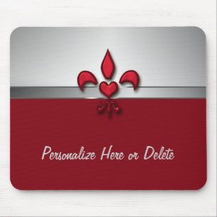 Gepersonaliseerd rood wit grijs vloour de Lis Hear Muismat