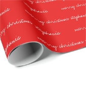 Gepersonaliseerd rood & wit kerst inpakpapier (Rol Hoek)