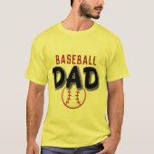Gepersonaliseerd rood & zwart honkbal papa ontwerp t-shirt (Voorkant)