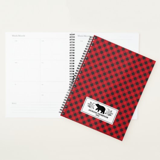 Gepersonaliseerd rood zwart-lumberjack Buffalo-spe Planner (Display)
