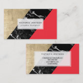 Gepersonaliseerd rood zwart marmer kleurenblok visitekaartje (Voorkant / Achterkant)