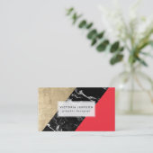 Gepersonaliseerd rood zwart marmer kleurenblok visitekaartje (Staand voorkant)