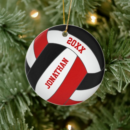 gepersonaliseerd rood zwart team kleuren jongens v keramisch ornament (Boom)