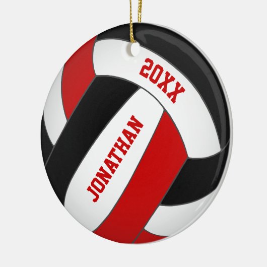 gepersonaliseerd rood zwart team kleuren jongens v keramisch ornament (Links)